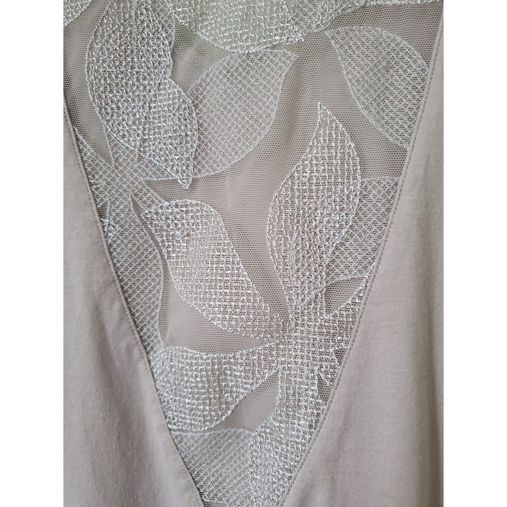 Hanro‎ Switzerland Cotton Nightgown XL Pink V-Neck Mesh Embroidered Back - Picture 8 of 10